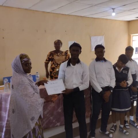The School’s Principal with 3rd Prize Winners at Presentation at Government College Lugbe Abuja
